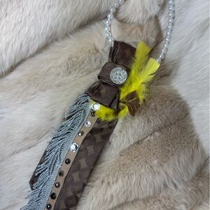 Elegant Brown and Yellow Feathered Tie